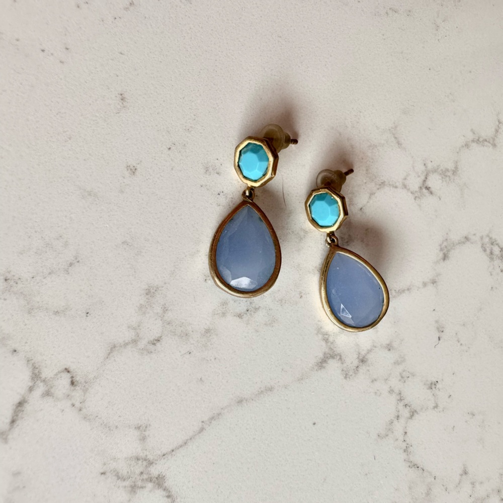 Turquoise and lavender drop earrings